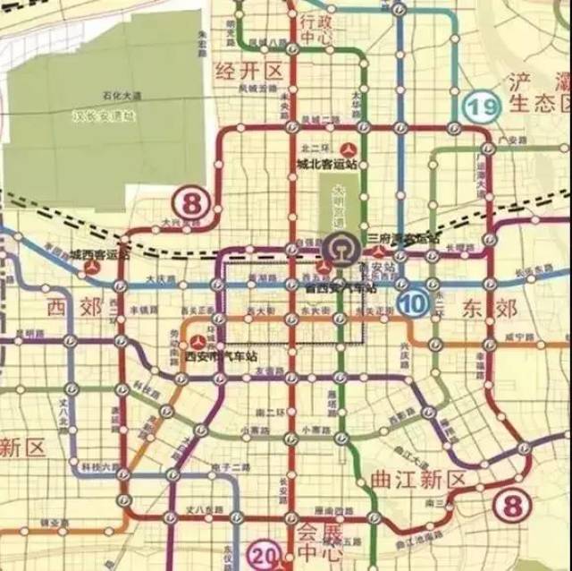 路站,在此与10号线换乘;南段线路鱼化寨至沣东(不含)段在西安境内