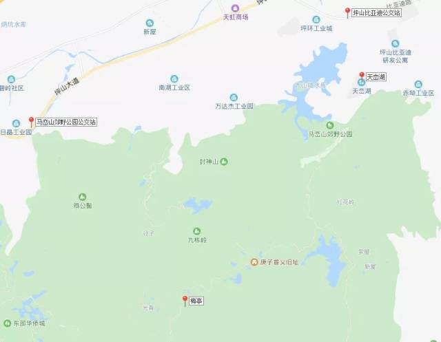 会路过天峦湖,穿过马峦山郊野公园就可以到梅亭