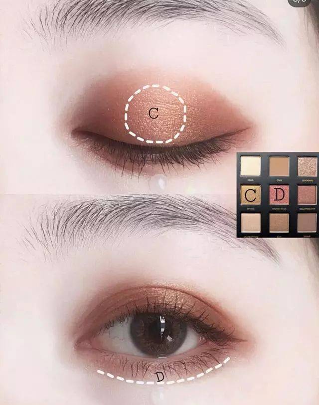 一个低调闪耀的金棕色眼妆就完成啦~ 光影星河九色眼影盘    雾语