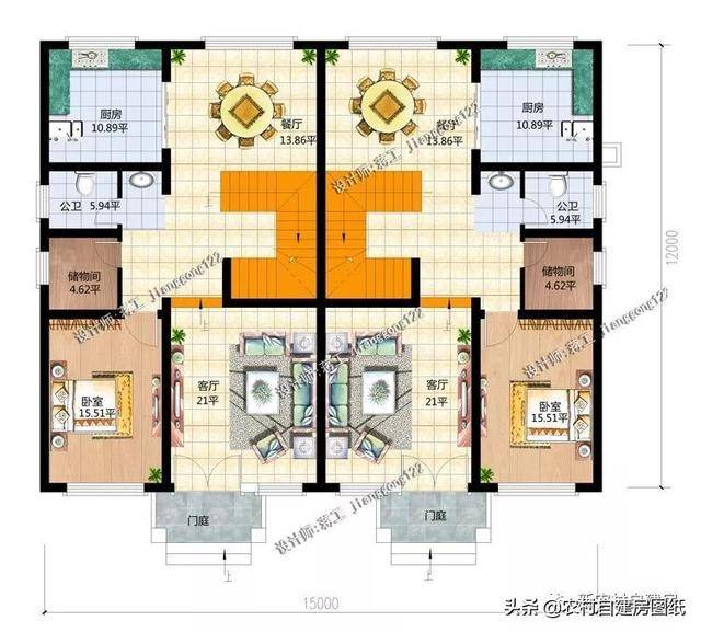 5款兄弟双拼别墅,2款共用堂屋,一家只要20万,怎么都合算