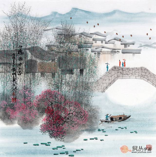 诸明江南国画赏析一:西湖赏雨,雅致朦胧!