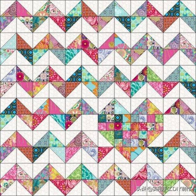 「拼布作品」三角形毯子制作和心形的毯子作品欣赏