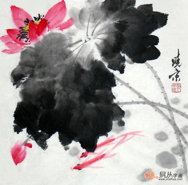 历代擅长画荷花的画家有很多,当代画家郑晓京的荷花作品是一绝.