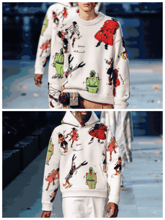 louis vuitton 2019秋冬男装 舞动的卡通人物图案单品俏皮活泼,趣味
