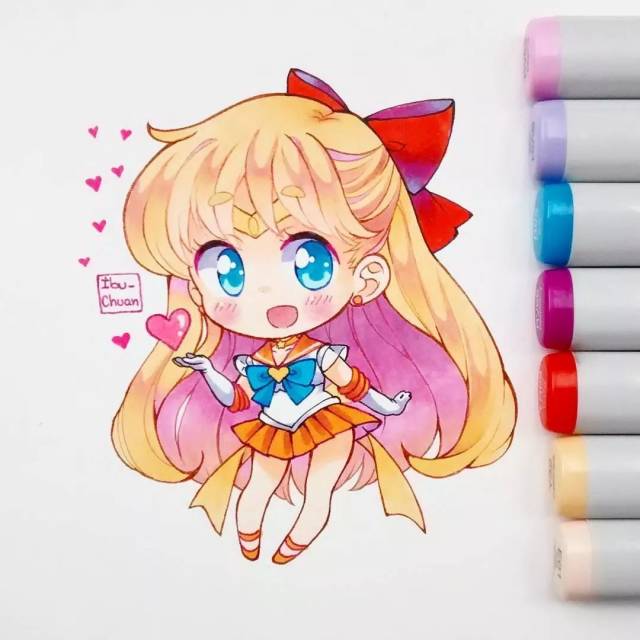 卡通|学动漫马克笔入手,从q版少女萌漫漫画上色最合适ppt蒲公英干货背景图片图片