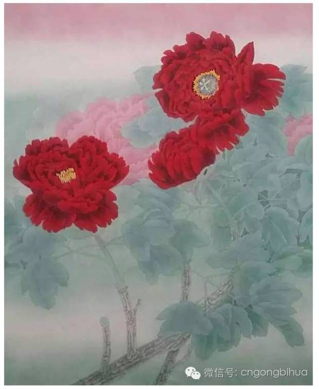 工笔红牡丹画法解析,就喜欢这样的教程.