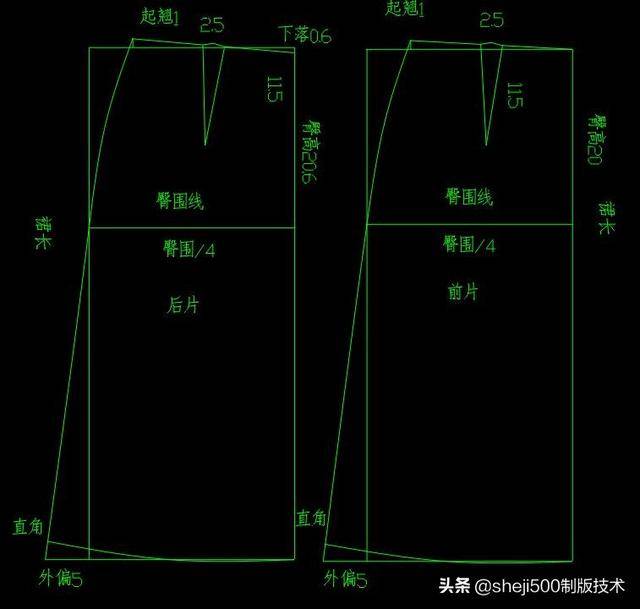 a 字裙(基型裙)的裁剪详解制图步骤01课