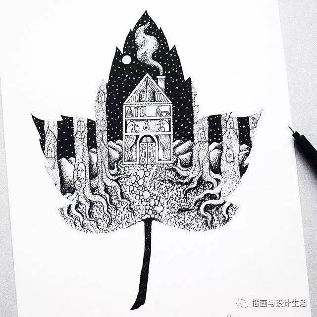 笔】她笔下针管笔线描如此有趣且精致,看一眼,保证你喜欢上黑白插画