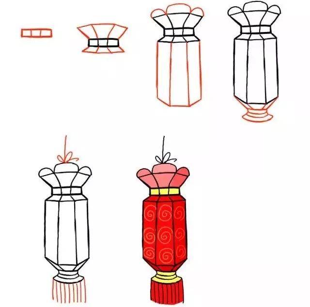 新年简笔画,用灯笼,鞭炮,红包一起迎接春节吧!
