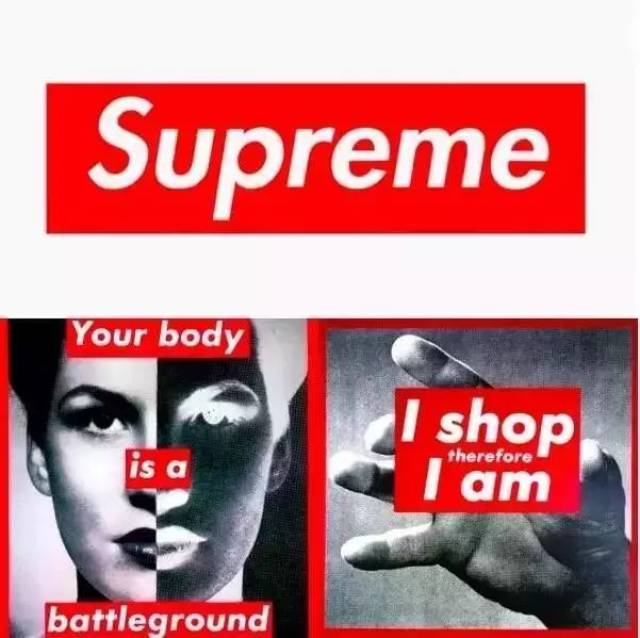 supreme的box logo是红底白字,字体是futura heavy oblique.