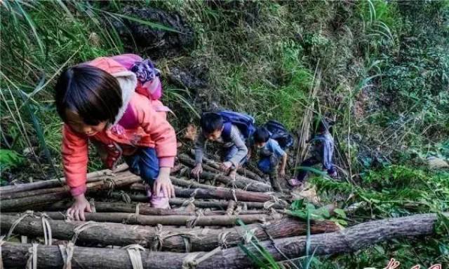 广西一贫困村落出行要攀悬崖爬藤梯,孩子上学需步行2.