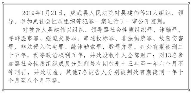 成武法院对吴建伟等21人公开宣判,全市首例涉黑案件!_手机搜狐网