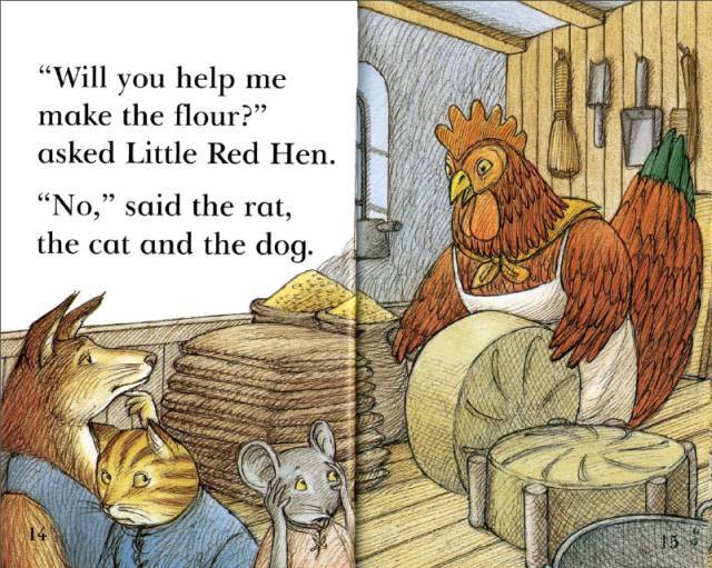 "will you help me make the flour?" asked little red hen.