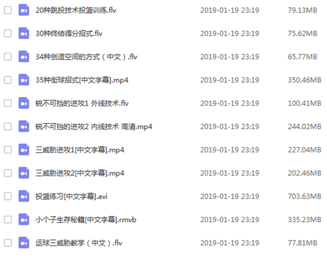 篮球视频教程大全 打篮球教学训练课程 街球零