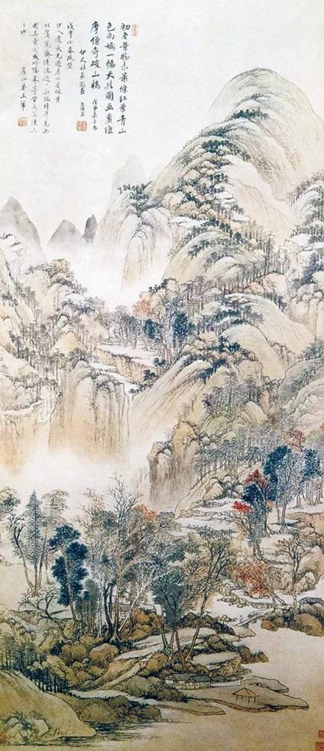 《匡庐图》,沈周的《庐山高》,唐寅的《三峡桥》,石涛的《庐山观瀑》