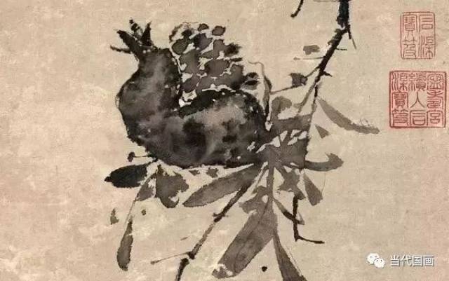 《墨葡萄图》局部 他用"葡萄"指代珍珠, 说自己"笔底明珠无处卖,闲抛