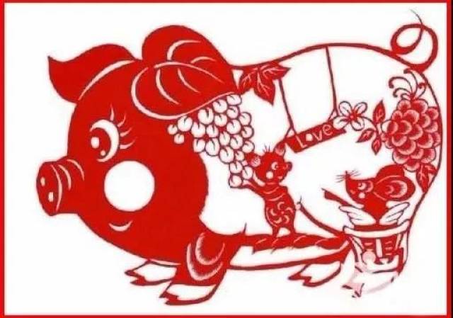 剪纸:花猪迎春,新年大吉!