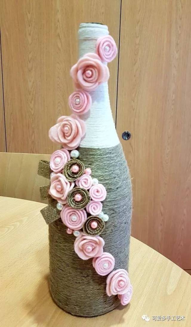 一小团不起眼的绳子在旧瓶子上不断地绕,竟绕出来如此