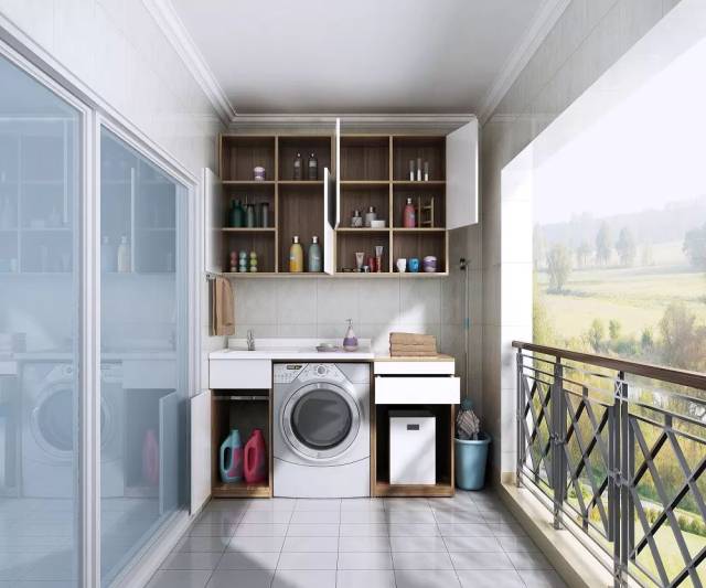 ▍ 增大收纳空间 1,成品洗衣柜 大多数家庭都会把洗衣机放阳台,单单