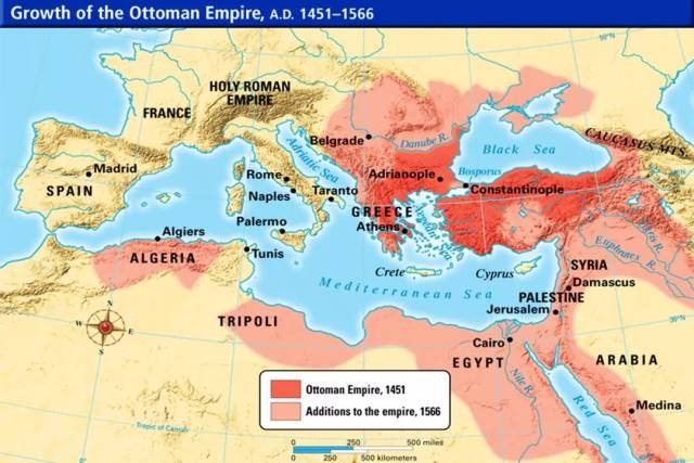 1451-1566年奥斯曼帝国扩张地图