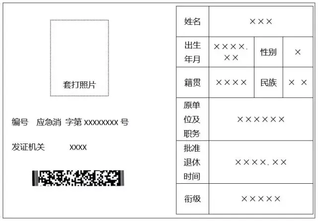 《退休证》(式样) 1.内芯示意图