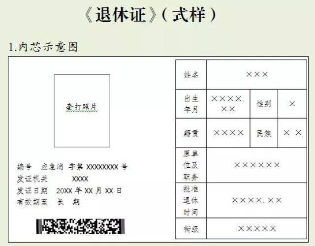 附件见下图:《干部证》《消防员证》《学员证》《退休证》(式样)