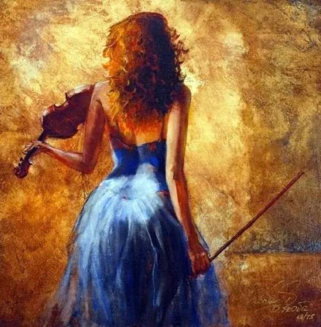 大,小提琴《爱之忧伤》,《美丽的罗斯玛琳》 美女油画