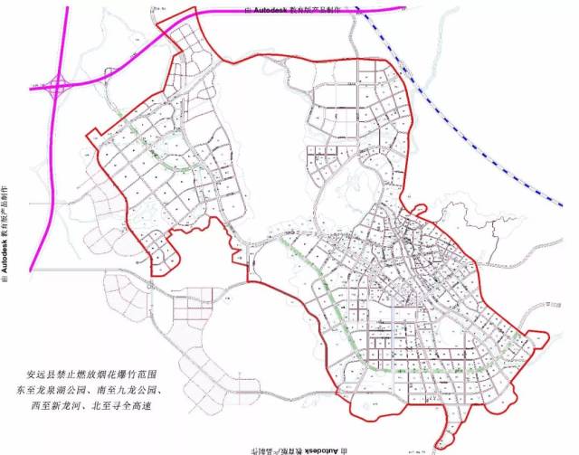 安远县城规划区中心城区,具体范围为: 东至龙泉湖公园,南至九龙公园