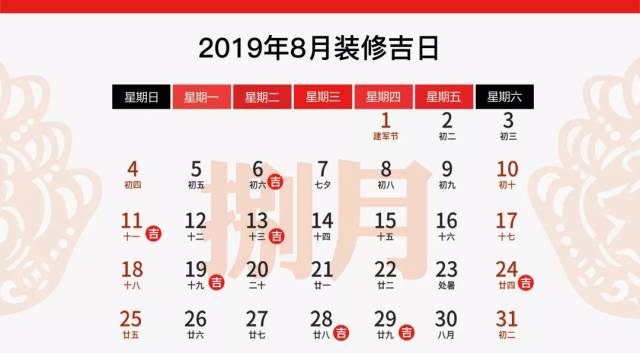 2019年装修吉日大全,每位业主都该收藏!