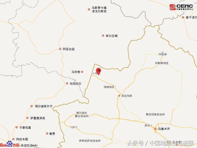 新疆塔城地区塔城市发生5.2级地震