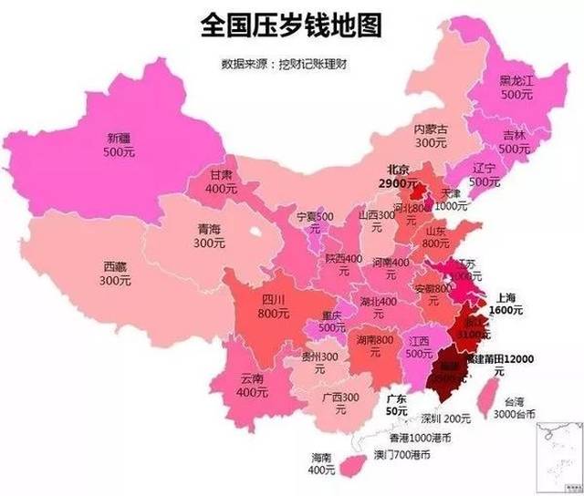 全国压岁钱地图火了!你今年,打算包多少?