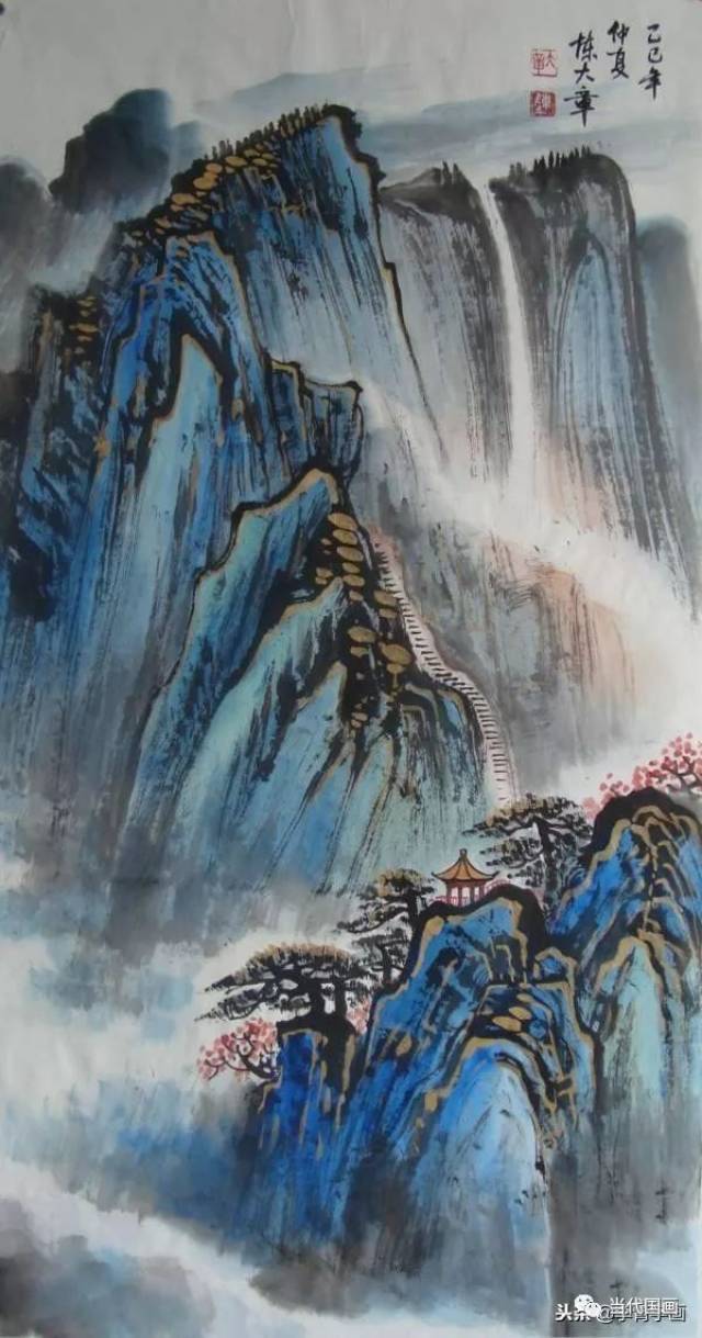 著名画家陈大章山水画作,峰峦叠嶂,碧水如镜!