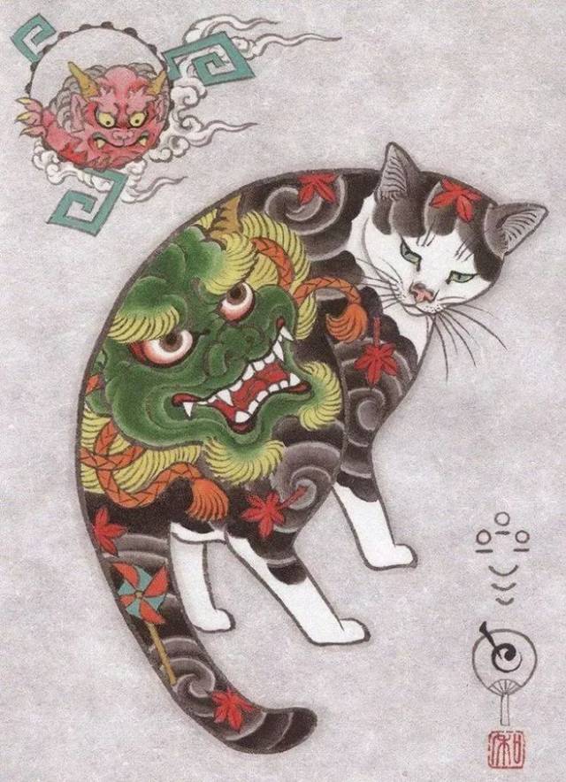 纹身师,擅长绘制"irezumi cat"纹身猫,将日式纹身中的宗教神鬼,浮世绘