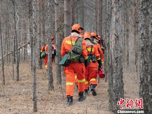 森林消防员正在进行搜山防火 刘栋 摄