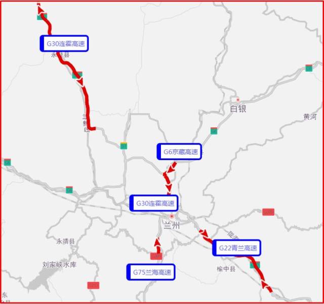 g30连霍高速东岔主线站,柳园北主线站;g6京藏高速刘寨柯主线站,海石