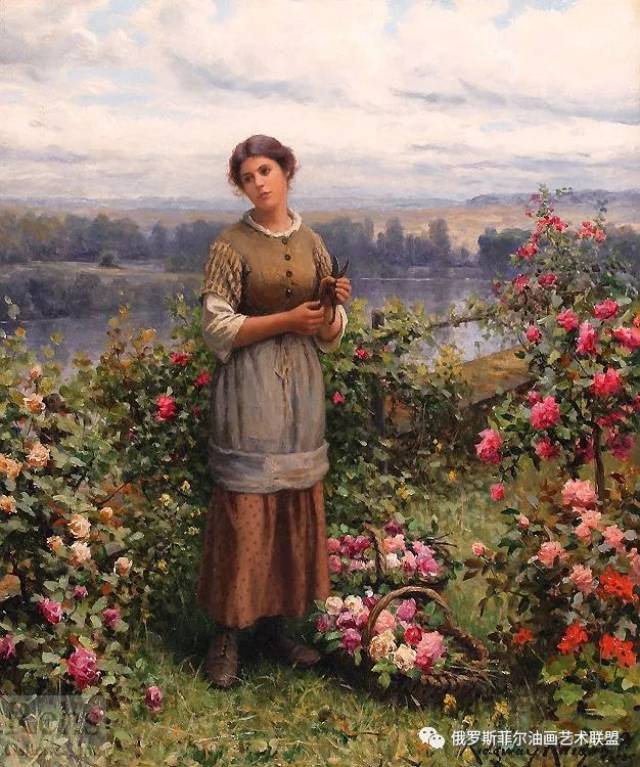 美丽农妇~美国daniel ridgway knight人物油画欣赏