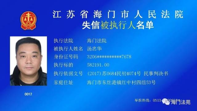 6曝光】海门最新一批老赖被曝光!看看有你认识的吗?