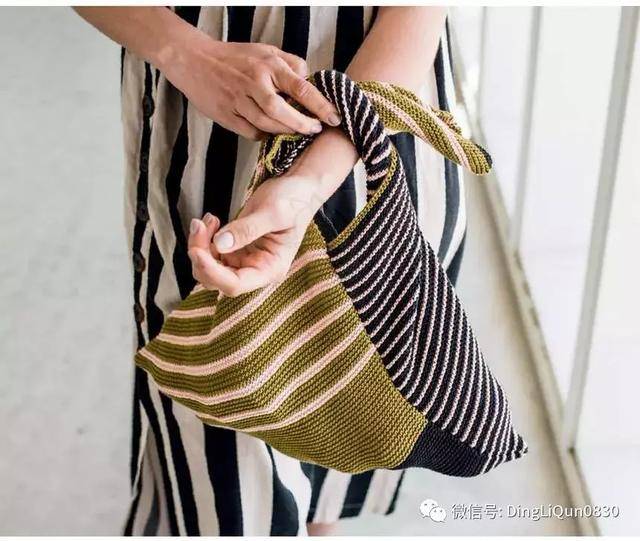 「编织作品」横竖斜条纹的套头衫,毛衣和包包等