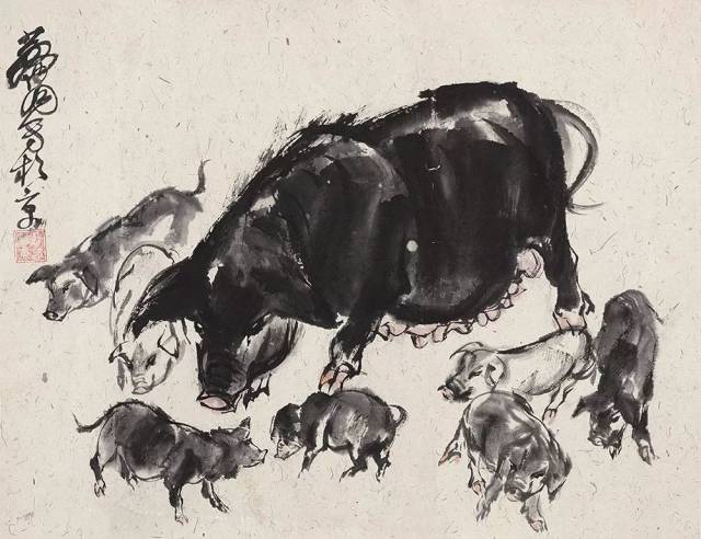 黄胄画猪