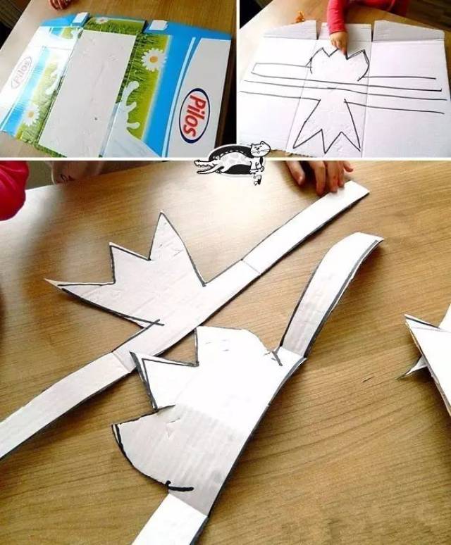 制作步骤:在纸板上画一个皇冠形状,剪下轮廓