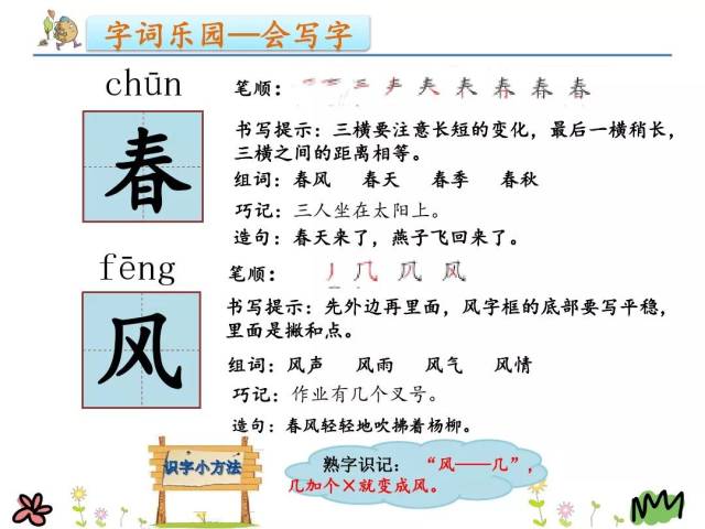 部编语文一年级下册识字1,春夏秋冬