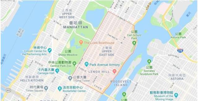 地图上的上东区