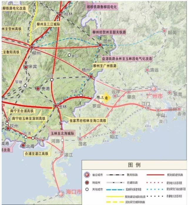 南宁玉林至深圳高铁线路,北海合湛高铁跨省联通线路规划