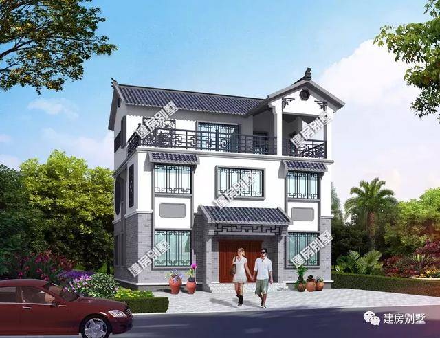新中式风格的三层农村自建房,建有特色的民居,提高生活质量