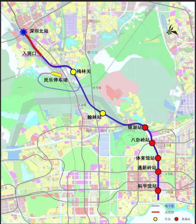 深圳北站,红山站,上塘北站,元芬站,大浪站,石岩站,上屋北站,长圳站