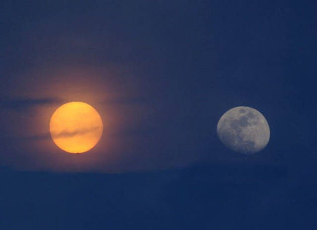 你见过太阳和月亮,同时出现的"日月同辉"景象吗?