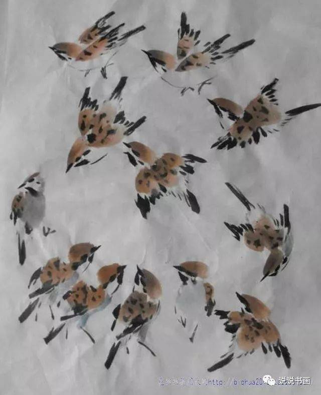 跟着徐湛老师画写意花鸟画——麻雀的画法