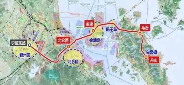 设车站7个,其中新建车站4个,分别是: 北仑西,金塘,马岙,舟山(白泉)