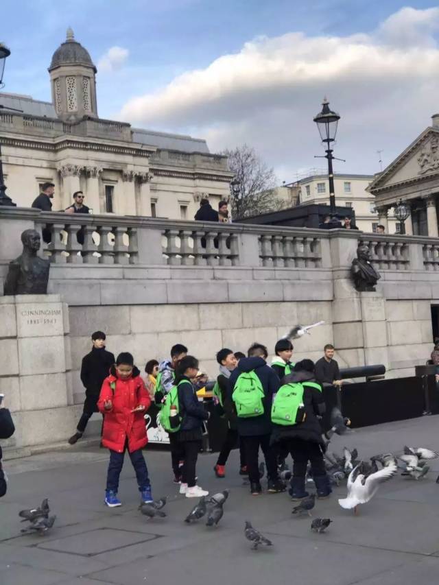 在学习之余,孩子们也参观了英国著名的国家美术馆和特拉法加广场