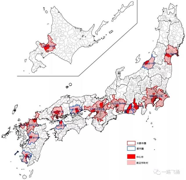 2015年日本国势调查大都市圈,都市圈分布图